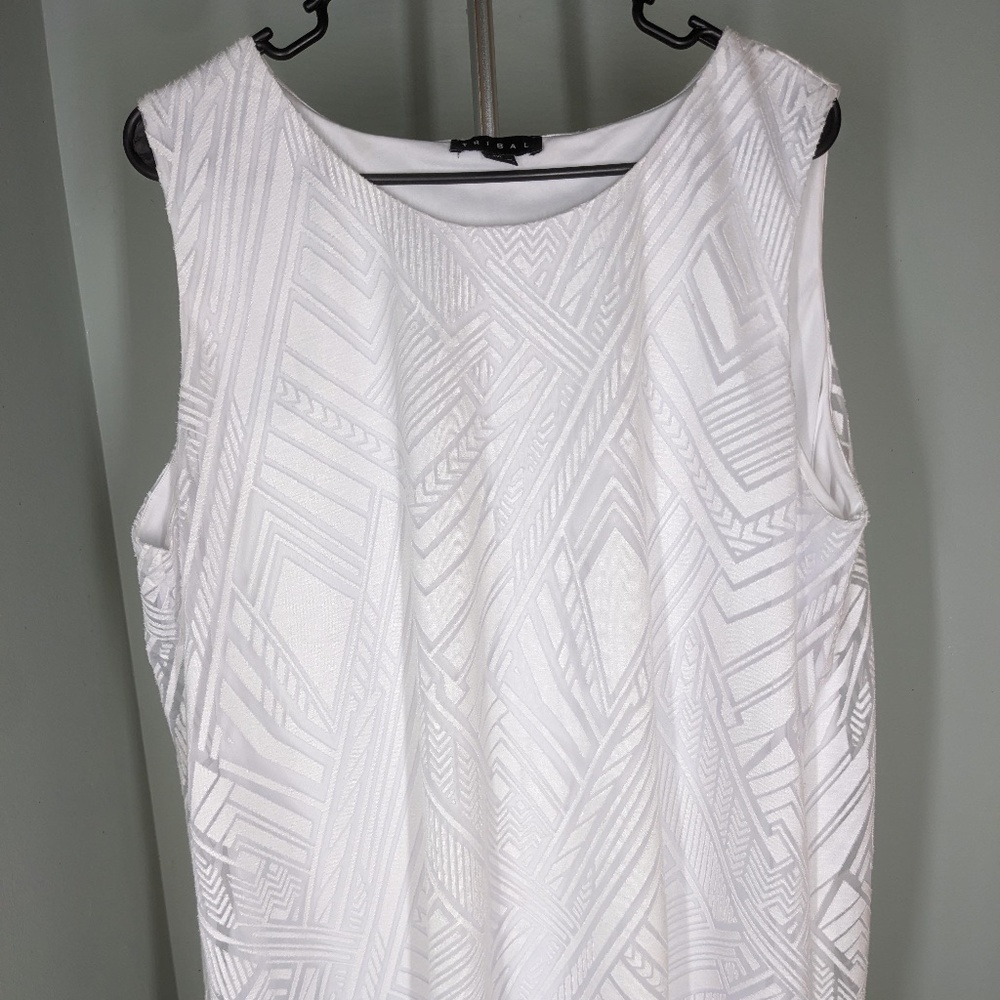 Tribal White Sleeveless Top